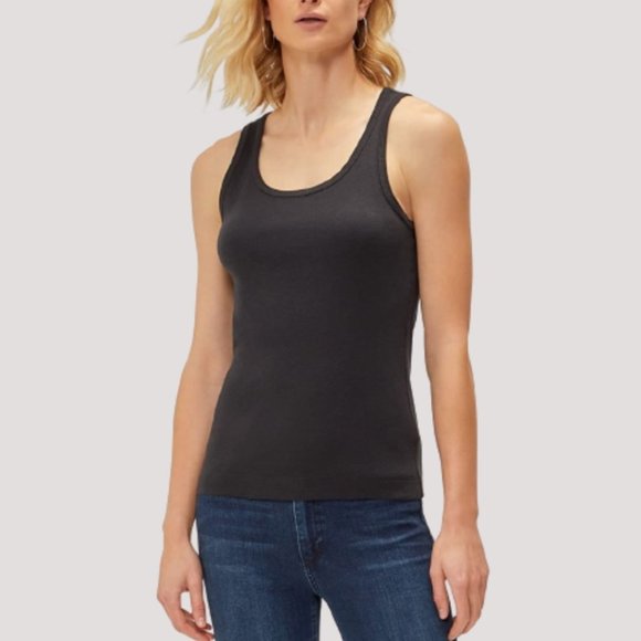 🌼 Anthropologie Three Dots Knit Rocker Tank, Black XS NWT - Picture 1 of 6